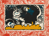 Pierre Alechinsky  -  Swirling Red Border