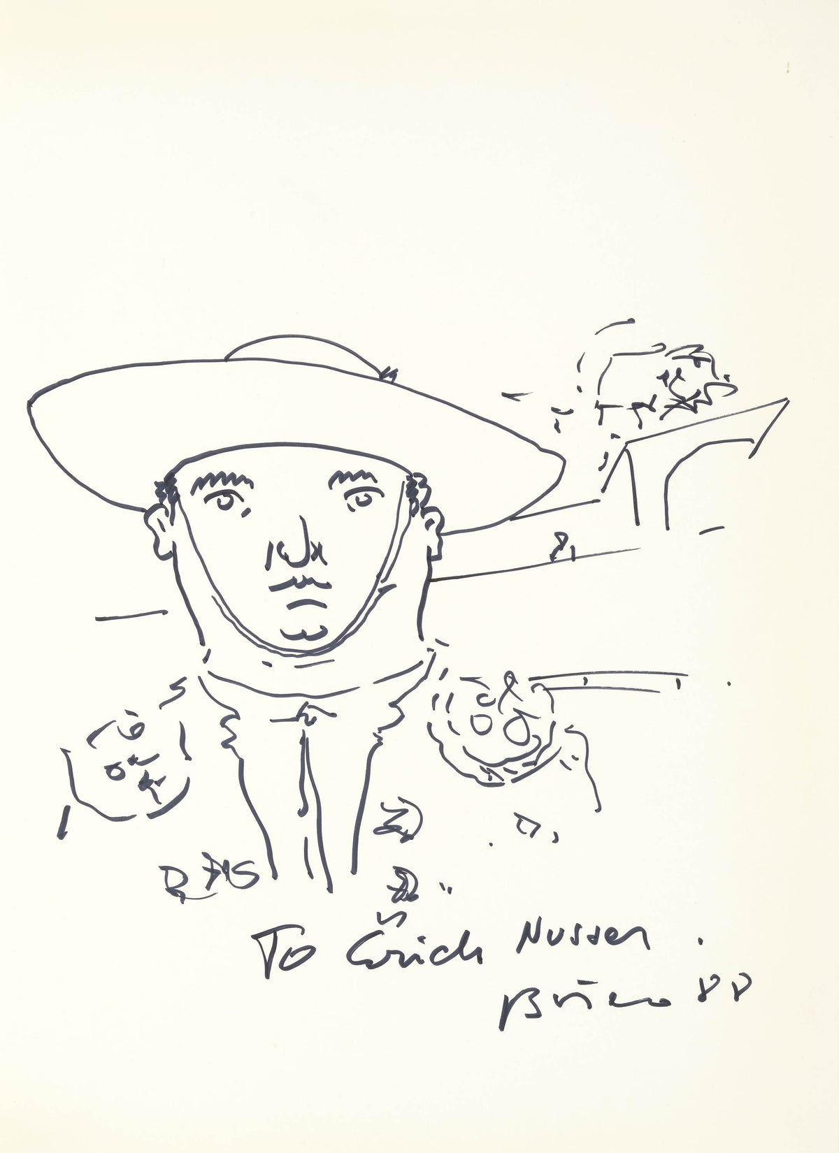 Fernando Botero - unique felt-pen drawing