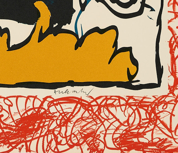 Pierre Alechinsky  -  Swirling Red Border