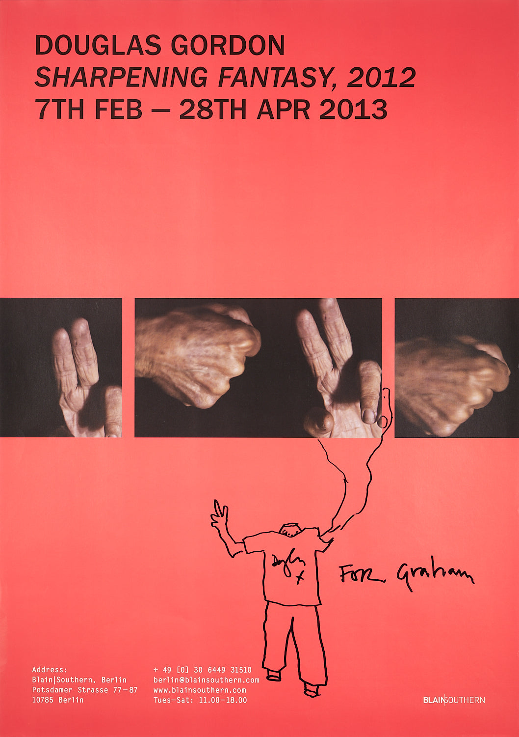 Douglas Gordon - Original Drawing on Signed Exhibition poster