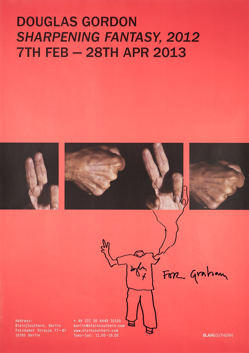 Douglas Gordon - Original Drawing on Signed Exhibition poster