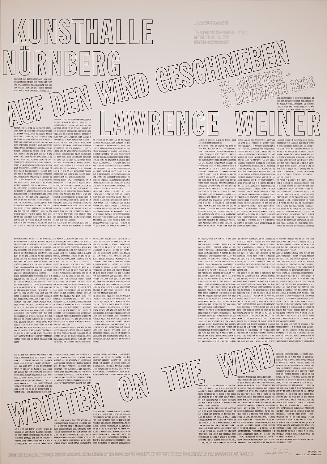 Lawrence Weiner - Signed Exhibition Poster
