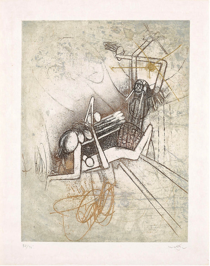 Roberto Matta  - Color etching - erotic scene I
