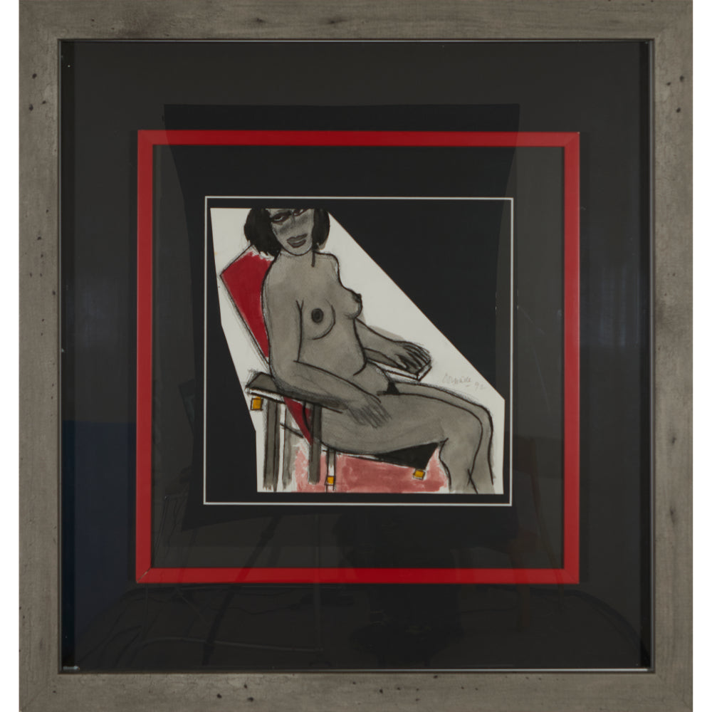Corneille – Gouache – Woman in Rietveld chair