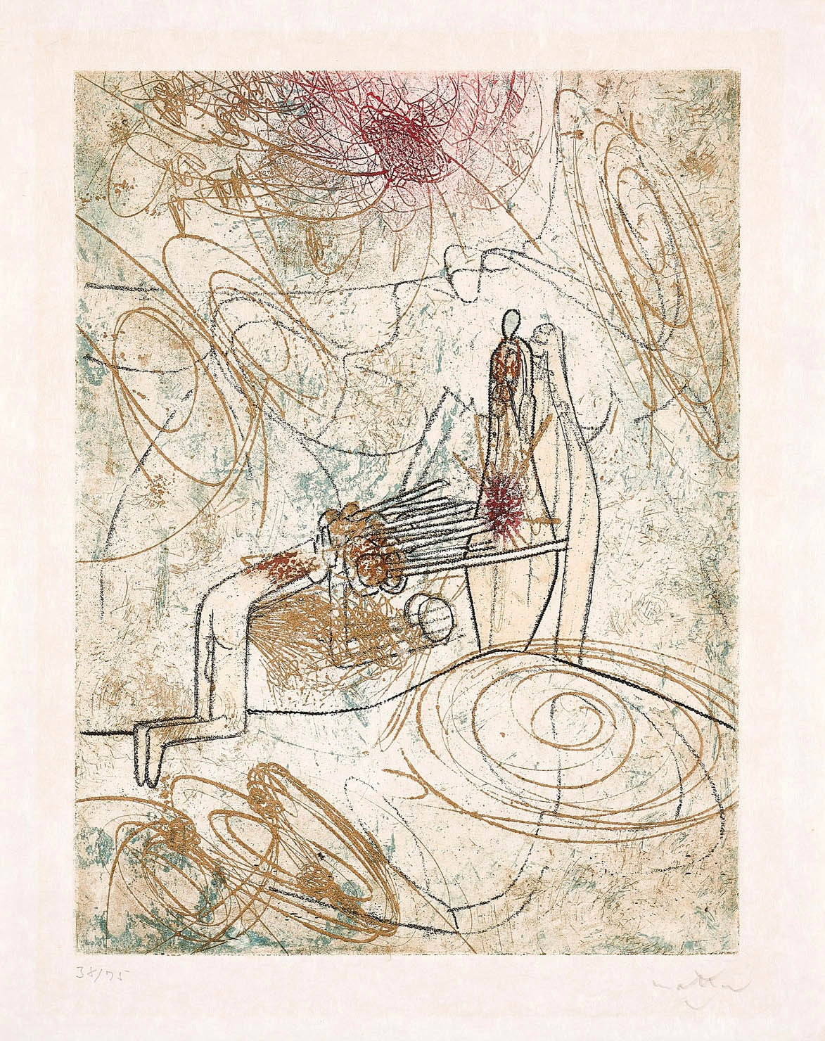 Roberto Matta - Color etching- erotic scene II
