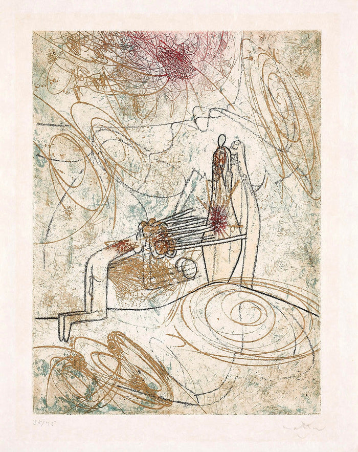 Roberto Matta - Color etching- erotic scene II