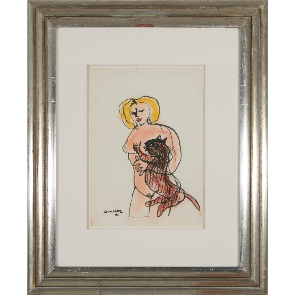 Corneille – Mixed media – Lady with black cat