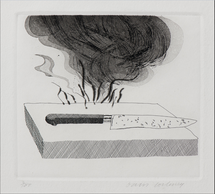 David Hockney - The Carpenter's Bench, a Knife and Fire