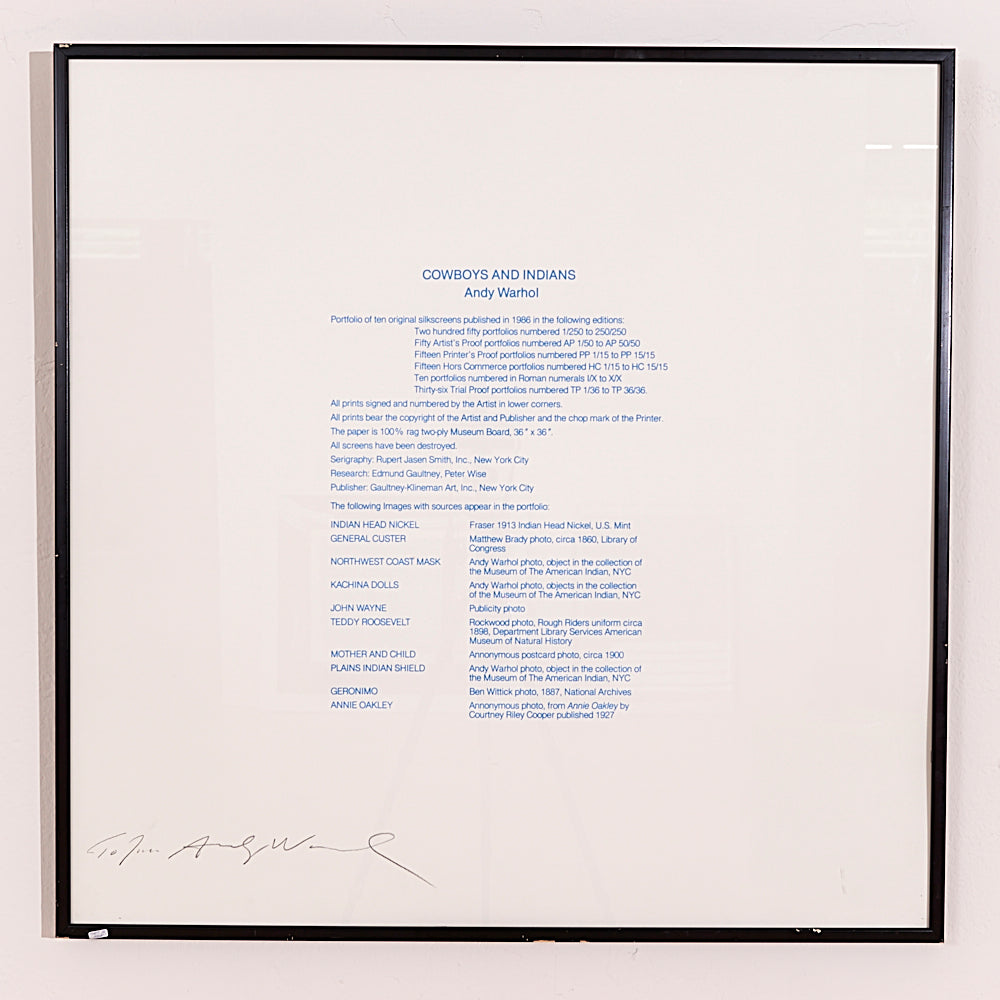 SIGNED SILK SCREEN – Cover sheet “Cowboys and Indians”
