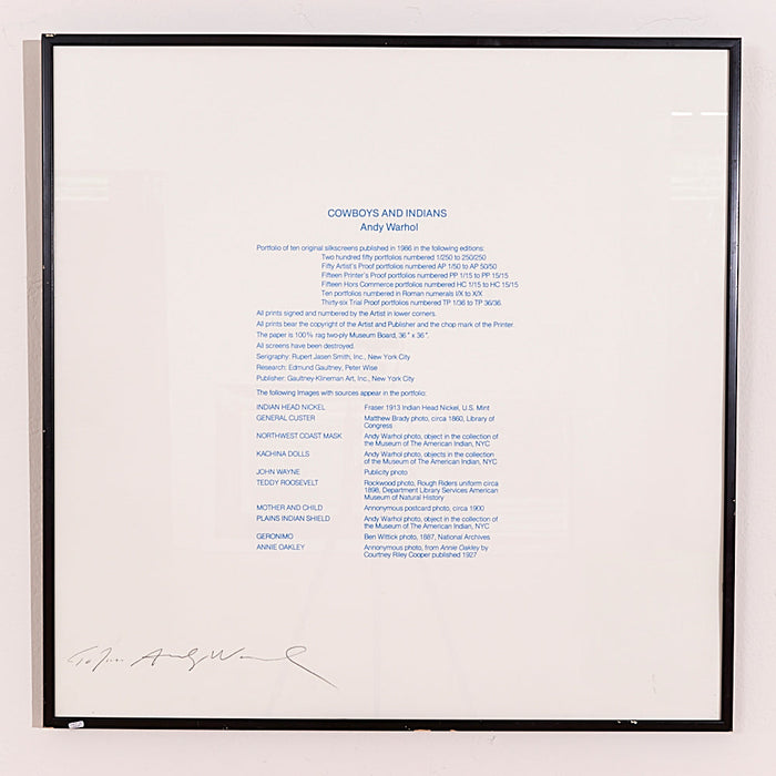 SIGNED SILK SCREEN – Cover sheet “Cowboys and Indians”